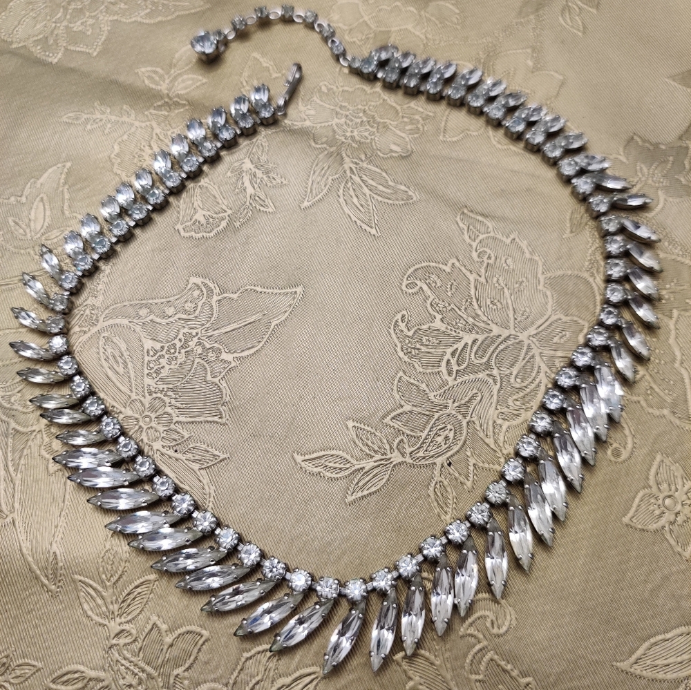 Dazzling Signed Sherman Clear Crystals Necklace